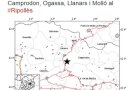 Terratrèmol de 2,5 graus a Camprodon, Ogassa, Llanars i Molló