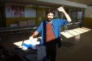 Marc August Muntanya (CUP-CC) ha dipositat el seu vot a l'escola Lluís Castells de Riudaura
