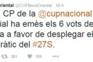 El 'No' de la CUP es trasllada a les xarxes socials