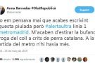 La portaveu d'ERC a Olot, Anna Barnadas, denuncia per Twitter un atac feixista mentre era a Madrid per la manifestació del 16M