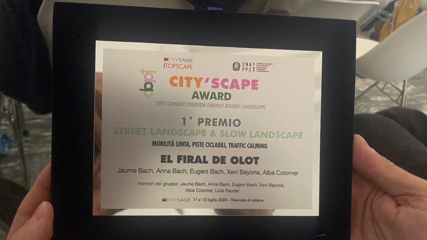 El Firal d'Olot guanya el premi CITY‘SCAPE Award 2024 en la categoria de mobilitat lenta, carrils ciclables i pacificació del trànsit