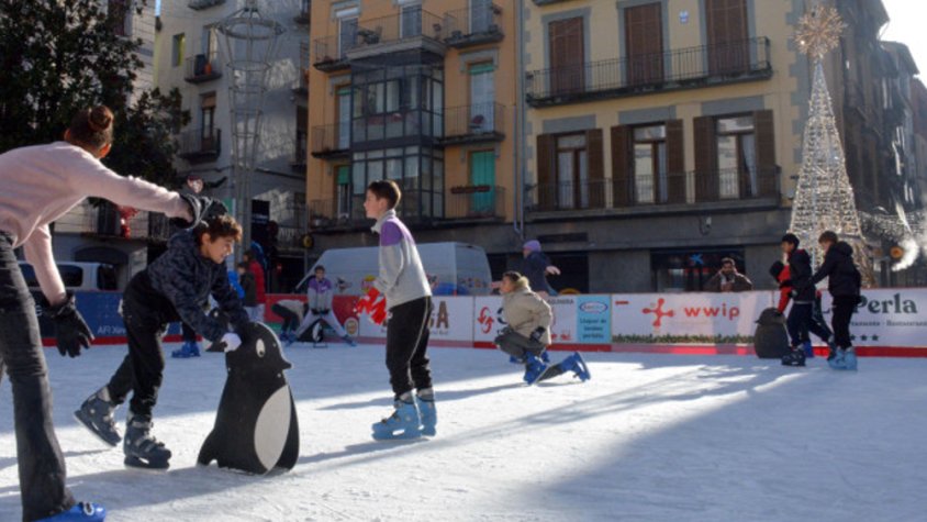 Imatge d'aquest dimarts de la pista de gel d'Olot